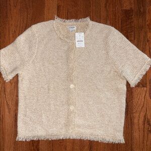 J. Crew Short Sleeve Fringe Cardigan Sweater Size Small NWT